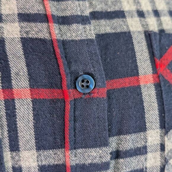 Maison Coupe L Red Navy Blue Flannel Shirt Gorpcore Split Back Grunge Pockets - Picture 6 of 7